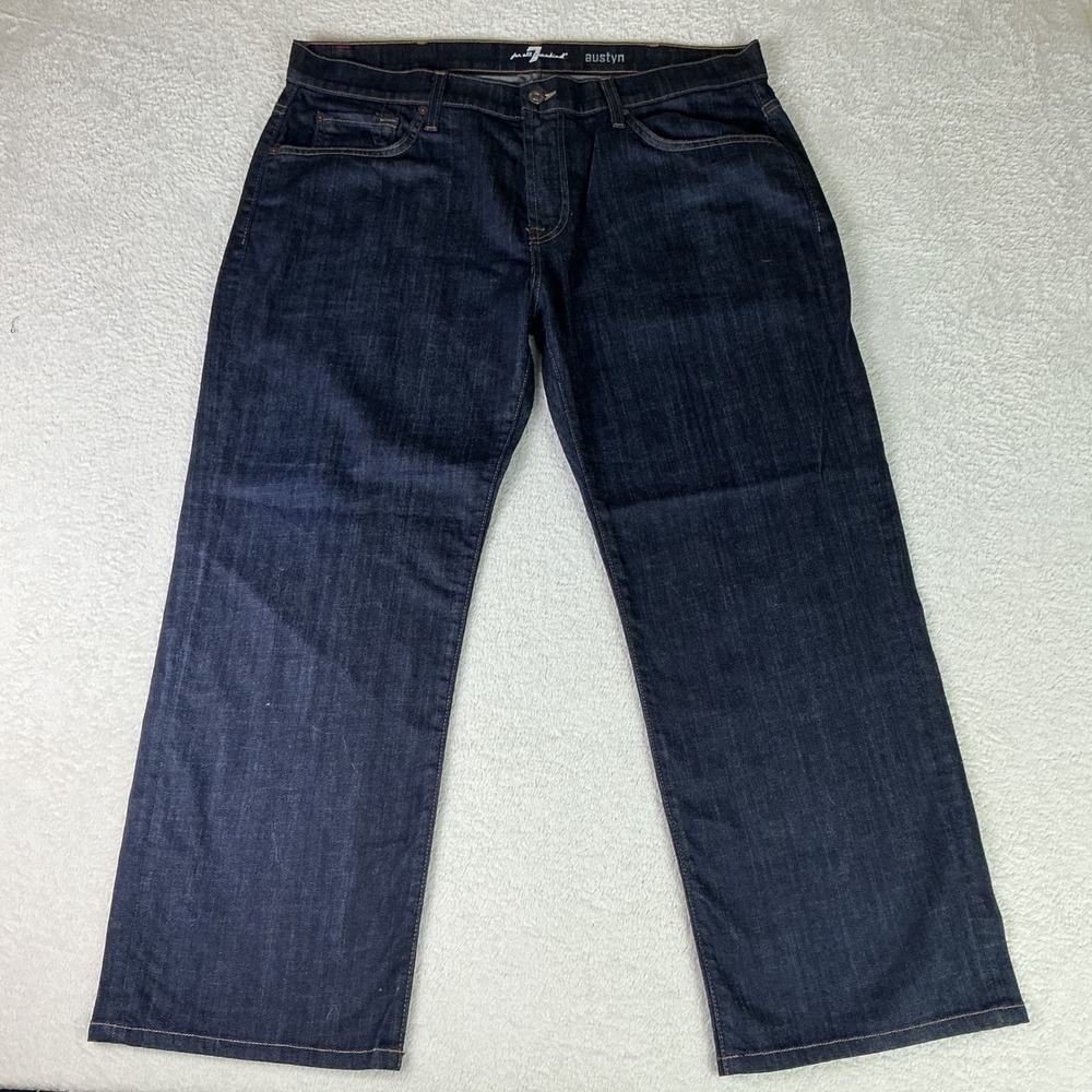 7 For All Mankind Austyn Jeans Mens 38 Dark‎ Blue Relaxed Straight Leg ATA046380